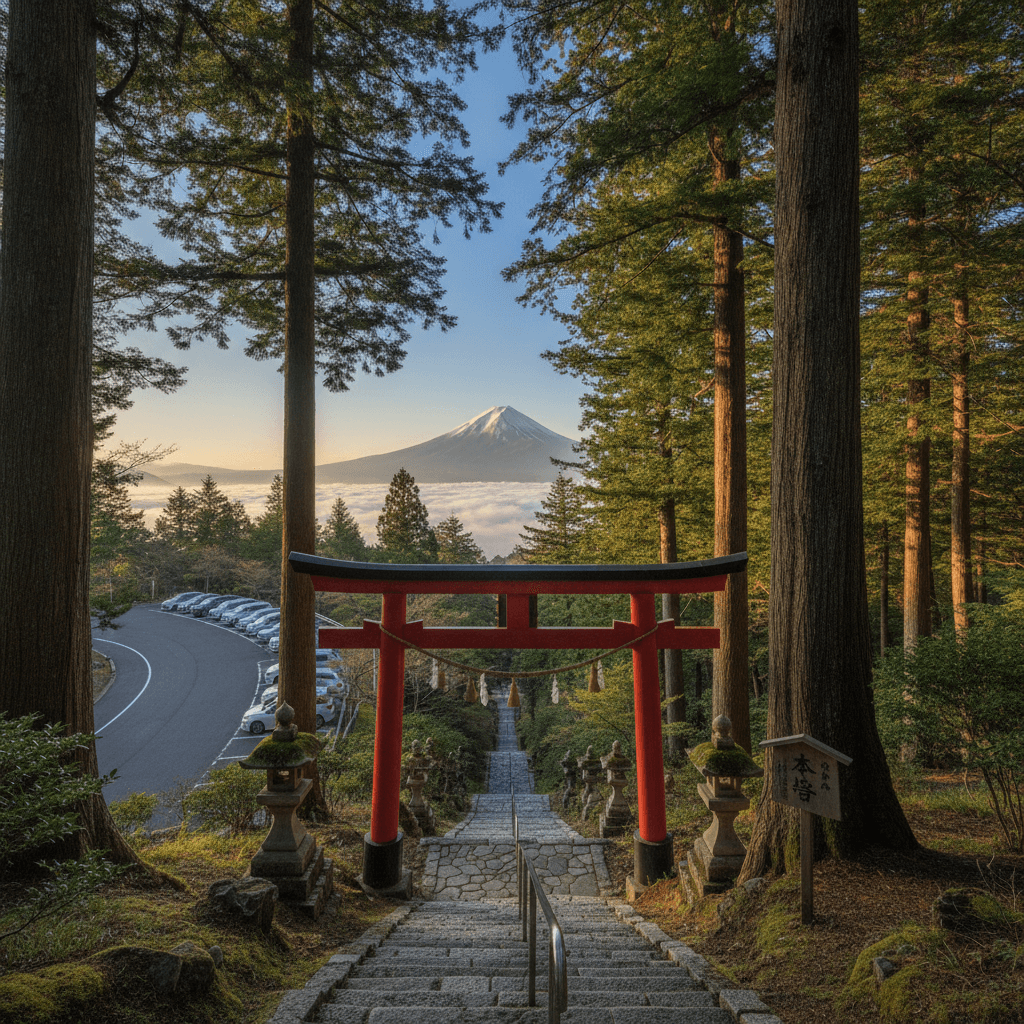 河口湖浅間神社アクセス・駐車場完全ガイド:信仰と歴史を巡る旅